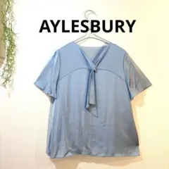 AYLESBURY水色サテンブラウス　サイズLLのサムネイル