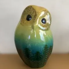 九谷焼 明山 金銀 フクロウ 置物 ペア 福来郎 縁起物 陶器 オブジェ