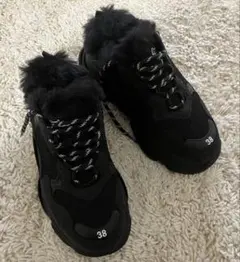 美品 BALENCIAGA ファー付きスニーカー 38 鑑定設定可能