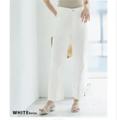 basement online ホワイト ロールアップデニムパンツ