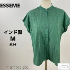 ESSEME エシーム トップス ノーカラーブラウス インド製 刺繍付き M