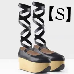 廃盤　BODYLINE 新品　厚底　木底　シューズ　黒　地雷　【Sサイズ】