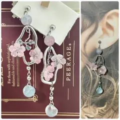 桜×空色　ハンドメイド　イヤリング　シルバー