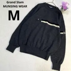 【マニシングウェアGrand Slam 】ニットセーター　刺繍ロゴ　ゴルフ　M