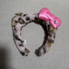 USJ キティ カチューシャ ヒョウ柄 リボン ピンク