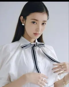 SNIDEL テープボウタイブラウス　ホワイト