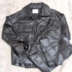 未使用✨タグ付き THE SHOP TK セットアップ フェイクレザー 黒 - メルカリ