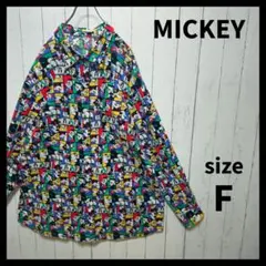 【MICKEY】 総柄オーバーサイズシャツ　ミッキーマウス　F318