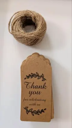感謝メッセージ付きタグ49枚と麻ひも