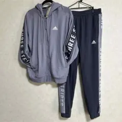 アディダス スリーストライプ パーカー パンツ セットアップ M