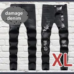 ダメージデニム☆スキニーパンツ メンズ パンクロック XL