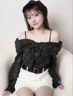 リボンオフショルロングスリーブトップス LIP SERVICE リップサービス