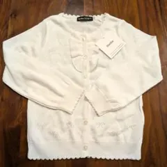 BeBe ホワイト フリル付きカーディガン