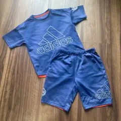 ◆adidasアディダス◆150サイズ ネイビー 半袖ジャージ上下セット