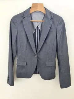 グレー ストライプ ビジネスジャケット XSサイズ