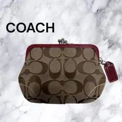 未使用品 COACH コーチ 財布 小銭入れ がま口 シグネチャー 柄 ガマ口