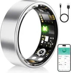 スマート リング GPS運動記録 IP68 超軽量 睡眠記録 シルバー 11号