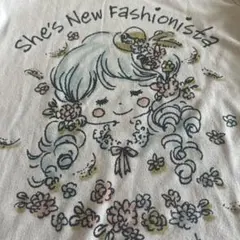 水森亜土 長袖 Tシャツ M ロンT COCOTREE レトロ 女の子 ベージュ