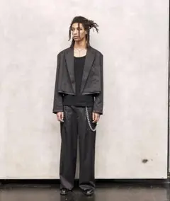VI E DIT カットオフ ジャケット スラックス セットアップ ブラック