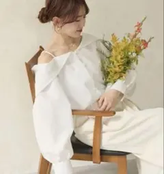 セヴォン☆アシメビッグカラーブラウス☆ホワイト☆セーラーカラー