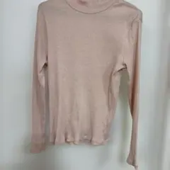 UNIQLO リブモックネック 長袖 ピンク Lサイズ1