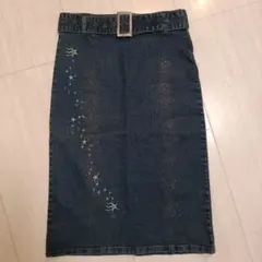 デニム スカート 星刺繍