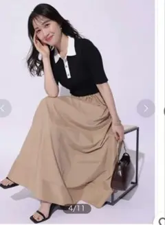 襟ドッキングニットワンピース