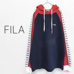 【フィラ】長袖フーディー パーカー マルチカラー プルオーバー ユニセックス M