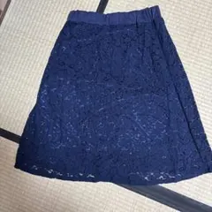 USED スカート レース ネイビー レーススカート Aラインスカート