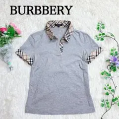 バーバリーロンドン　ノバチェック　スキッパーシャツ　ホースロゴ　グレー　サイズ1