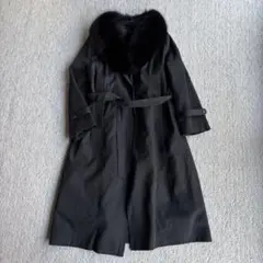 岐阜毛皮 ファー 毛皮 コットン　ロングコート 美品　ブラック　黒　サイズ11号