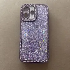 iPhone16 ケース キラキラ パープル
