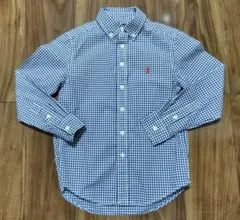 ラルフローレン　キッズ　ボタンダウンシャツ　紺白チェック　S/P8 140