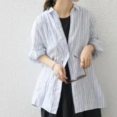 極美品✨定価1.4万❤️ ピンク 洗える ストライプ へムデザイン 