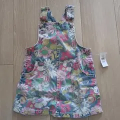 新品・未使用　花柄デニムジャンバースカート　95cm