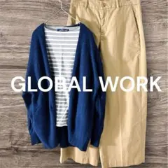 【GLOBAL WORK 】モヘアネイビー カーディガン 羽織りゆったりフリー