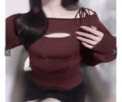 メロウリボンキャミソールxクロップド丈トップスニットアンサンブル[mb1589]