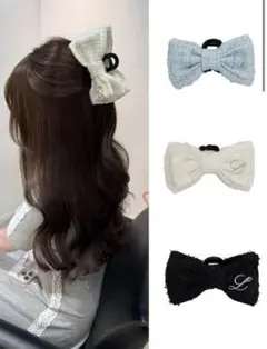 ルミニョンtweed ribbon hairclipヘアクリップ ホワイト
