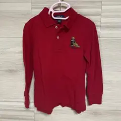 美品POLO RALPH LAUREN ポロベア 長袖ポロシャツ レッド 100