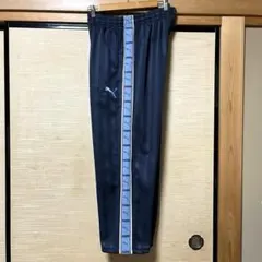 PUMA ジャージ パンツ ストライプ 刺繍ロゴ　ネイビー×水色【Mサイズ】廃盤のサムネイル