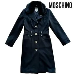 【美品】MOSCHINO＊Sサイズ＊黒ロングコート＊ファー付きのサムネイル