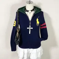 ラルフローレン ニット ジップパーカー ビッグポニー y2k 平成ギャル