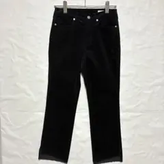★イネド INED コーデュロイパンツ ストレート 黒 S 美シルエット