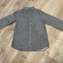 無印良品黒と白のギンガムチェック長袖シャツ