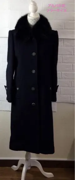 ブラックロングコート　TOKYO STYLE cojana cojana☆高級 フォックスファー ロングコート 東京スタイル