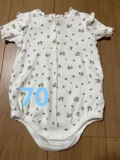花柄フリル袖ロンパース 70