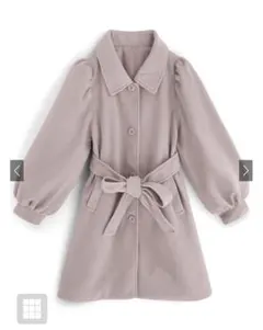 GRL リボンベルト付きボリュームスリーブステンカラーコート