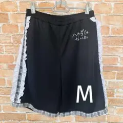 ぬた。 サイドチェック フリル ハーフパンツ サブカル　堕天使界隈 黒 M