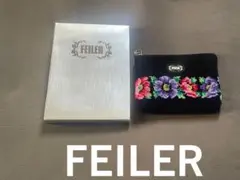 FEILERフェイラー 花柄刺繍 花柄 タオル地 ポーチ 小物入れ 化粧ポーチ