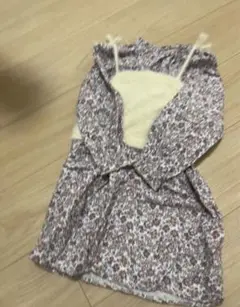 プティマイン　ニットビスチェ花柄ワンピセット　ピンク120